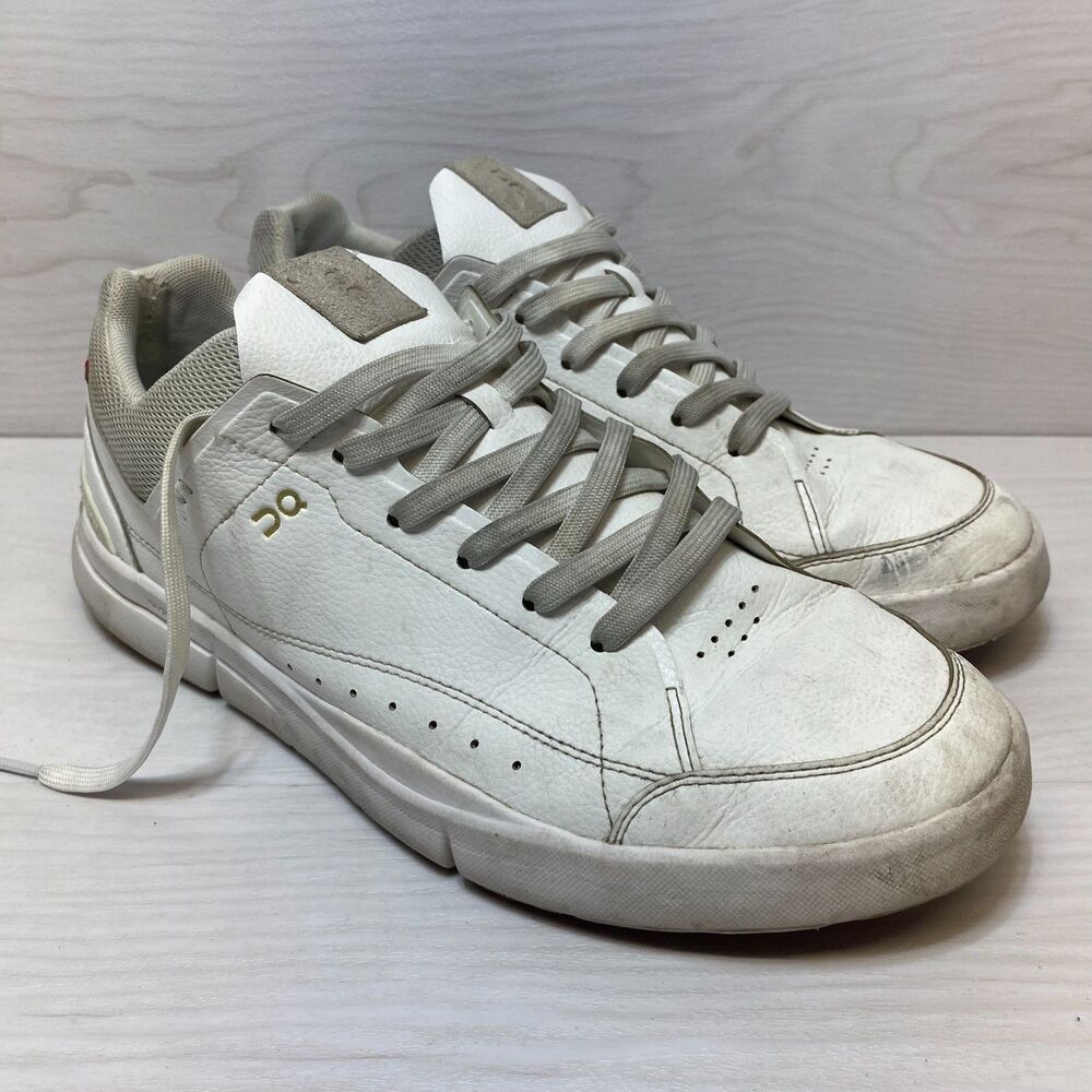 On The Roger Centre Court Sneakers Men's Size 11 White Leather Comfort Lace Up